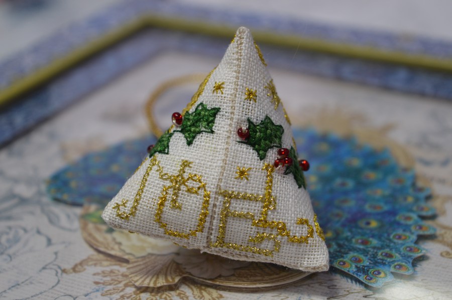 Holly Humbug gorgeous cross-stitch decoration