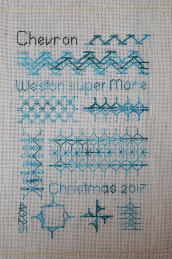 TAST stitch sampler, Chevron stitch
