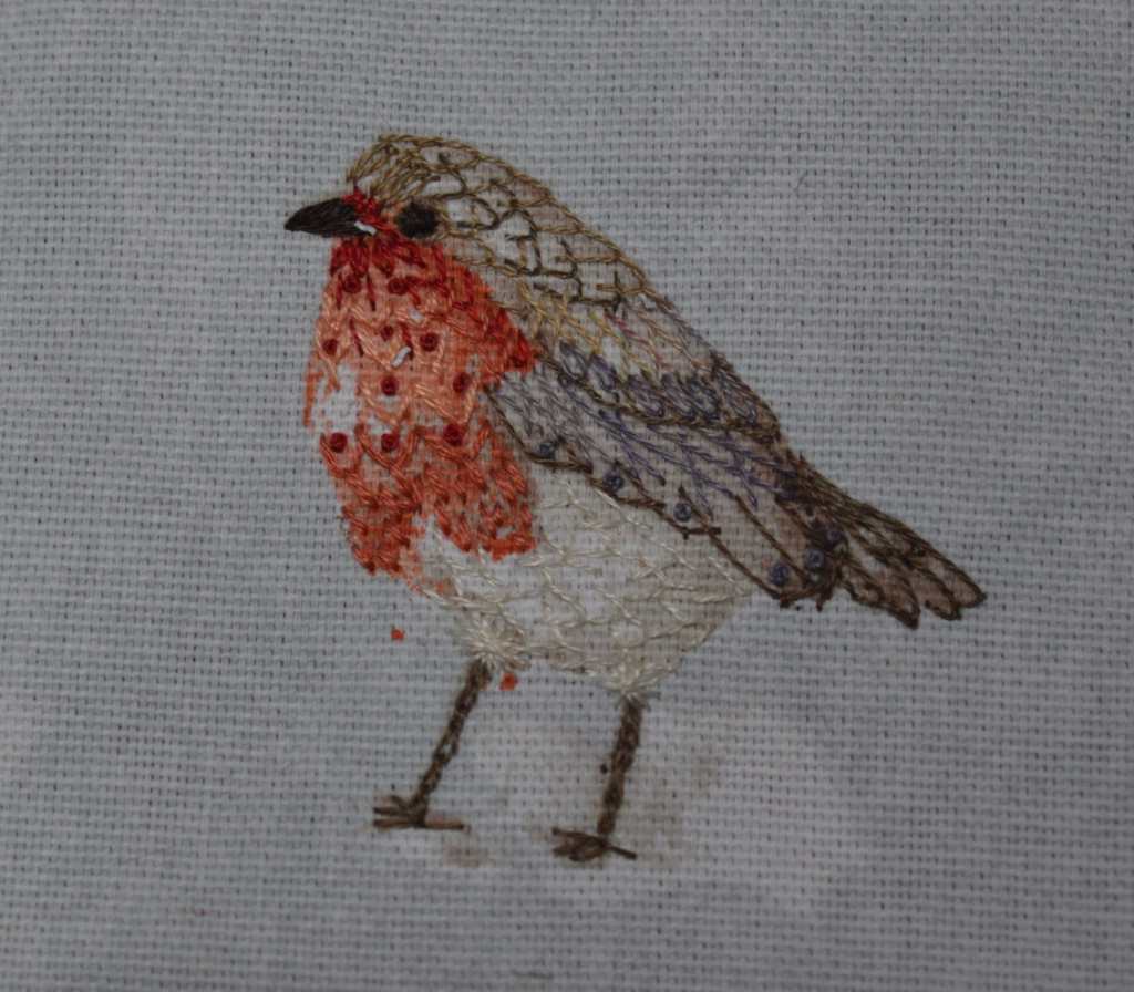 embroidered robin